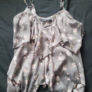 Abercrombie and Fitch Grey Floral Tank Top